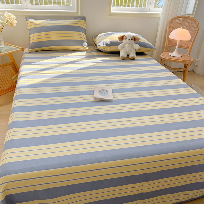 91家纺网 家纺一手货源 找家纺 爱彼家纺 2026新款原棉老粗布凉席席子床单条纹印花床单-粗纱系列一 约定