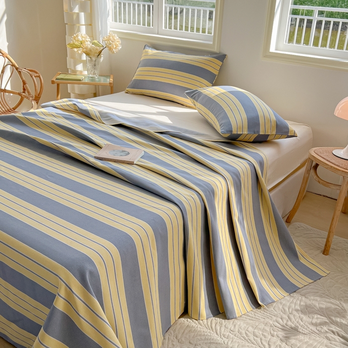 91家纺网 家纺一手货源 找家纺 爱彼家纺 2026新款原棉老粗布凉席席子床单条纹印花床单-粗纱系列一 约定