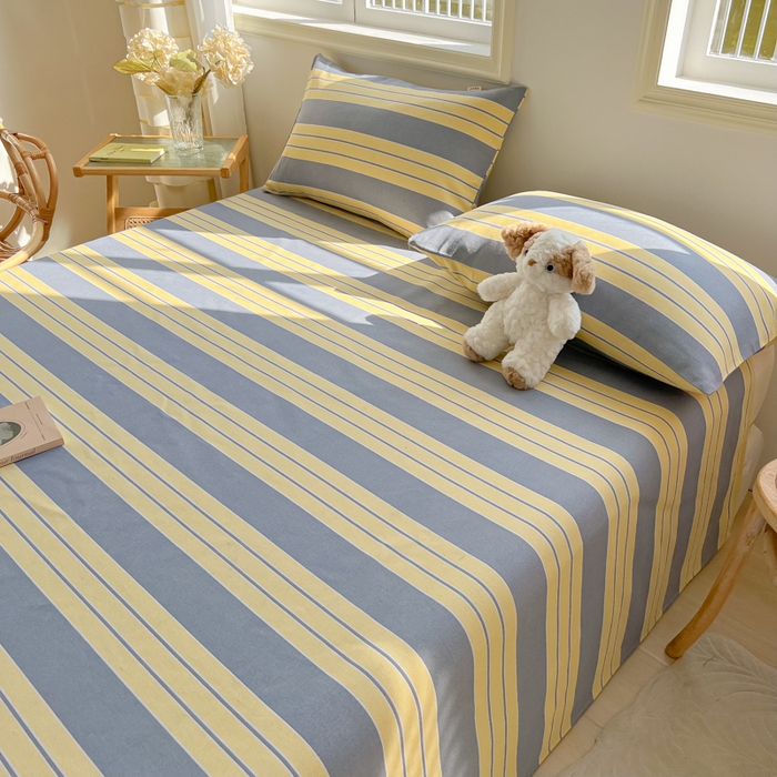 91家纺网 家纺一手货源 找家纺 爱彼家纺 2026新款原棉老粗布凉席席子床单条纹印花床单-粗纱系列一 约定