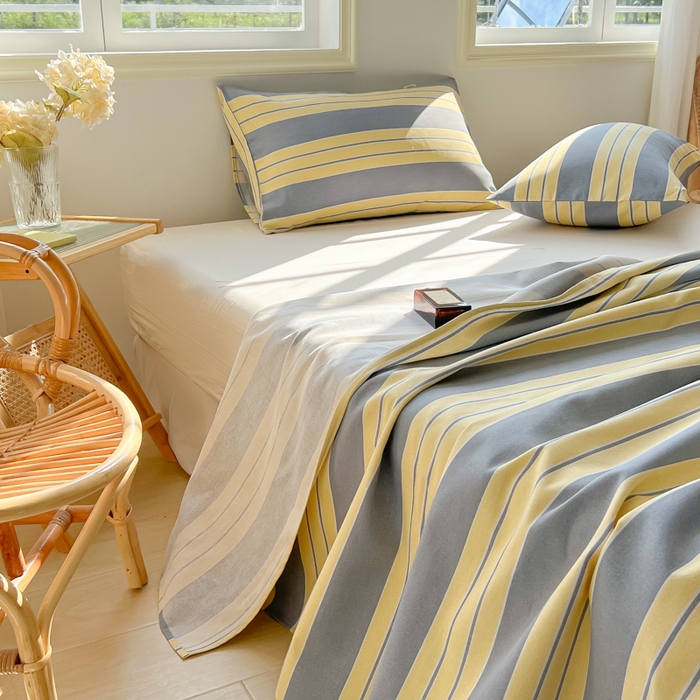 91家纺网 家纺一手货源 找家纺 爱彼家纺 2026新款原棉老粗布凉席席子床单条纹印花床单-粗纱系列一 约定