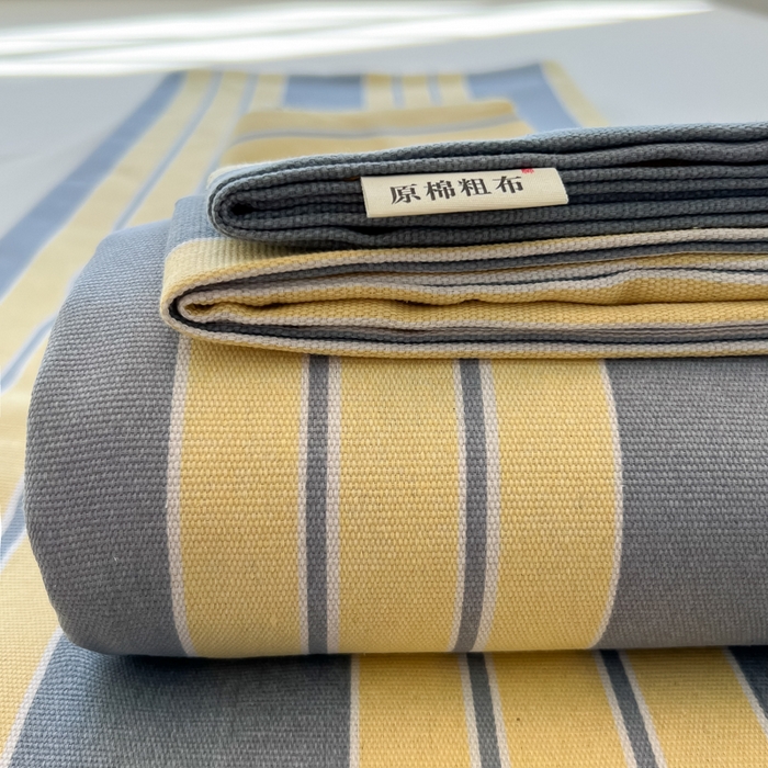 91家纺网 家纺一手货源 找家纺 爱彼家纺 2026新款原棉老粗布凉席席子床单条纹印花床单-粗纱系列一 约定