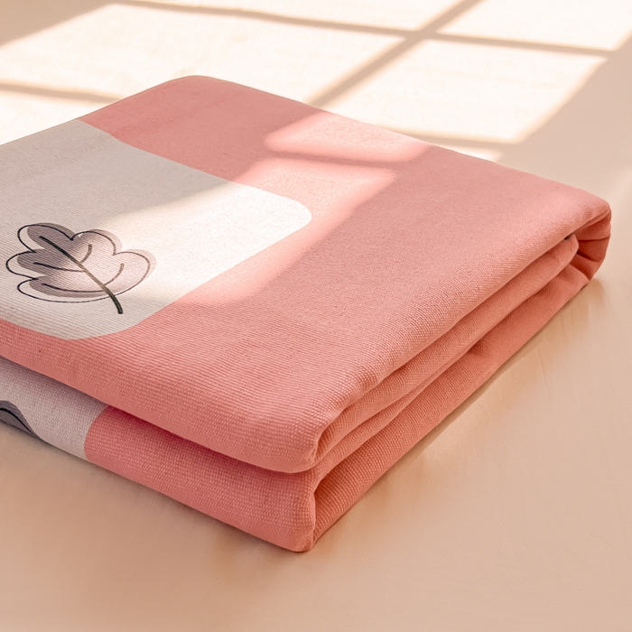 91家纺网 家纺一手货源 找家纺 爱彼家纺 2026新款原棉老粗布凉席席子床单条纹印花床单-粗纱系列一 粉红简兮