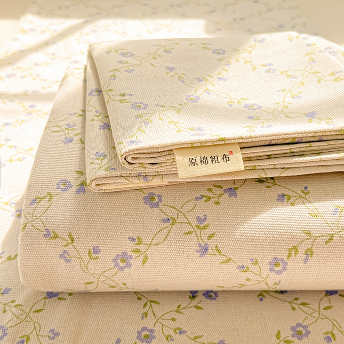 91家纺网 家纺一手货源 找家纺 爱彼家纺 2026新款原棉老粗布凉席席子床单条纹印花床单-粗纱系列一 菱形诺溪