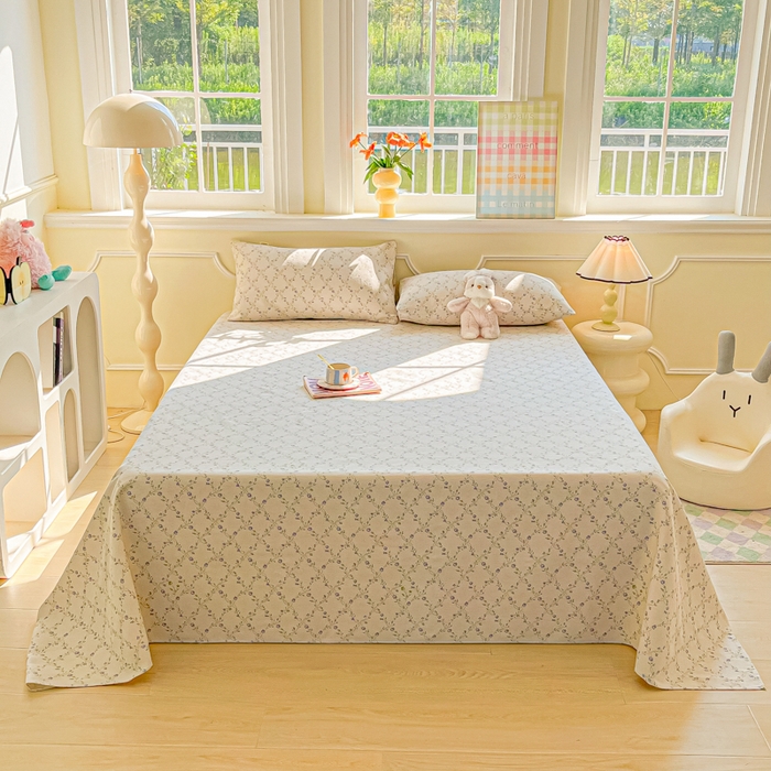 91家纺网 家纺一手货源 找家纺 爱彼家纺 2026新款原棉老粗布凉席席子床单条纹印花床单-粗纱系列一 菱形诺溪