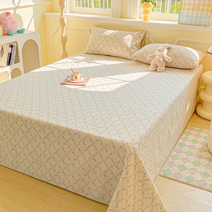 91家纺网 家纺一手货源 找家纺 爱彼家纺 2026新款原棉老粗布凉席席子床单条纹印花床单-粗纱系列一 菱形诺溪