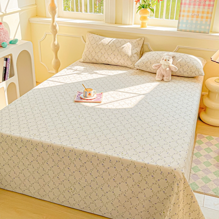 91家纺网 家纺一手货源 找家纺 爱彼家纺 2026新款原棉老粗布凉席席子床单条纹印花床单-粗纱系列一 菱形诺溪