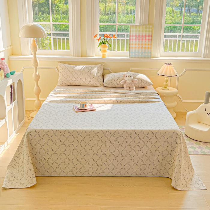 91家纺网 家纺一手货源 找家纺 爱彼家纺 2026新款原棉老粗布凉席席子床单条纹印花床单-粗纱系列一 菱形诺溪