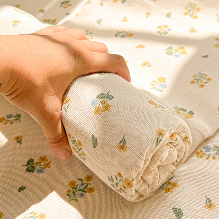 91家纺网 家纺一手货源 找家纺 爱彼家纺 2026新款原棉老粗布凉席席子床单条纹印花床单-粗纱系列一 清新碎花