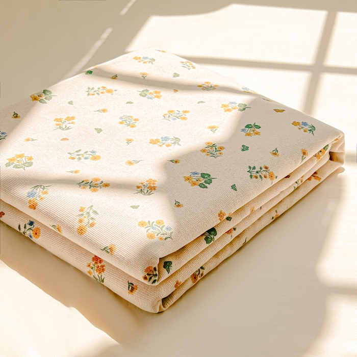 91家纺网 家纺一手货源 找家纺 爱彼家纺 2026新款原棉老粗布凉席席子床单条纹印花床单-粗纱系列一 清新碎花