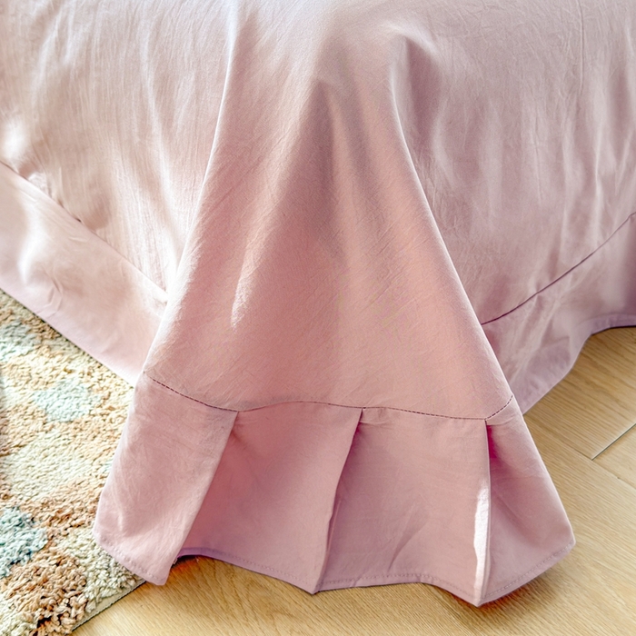 91家纺网 家纺一手货源 找家纺 芯贝儿 2026新款古法小清新全棉花边仿棉水洗棉法式四件套件被套床单 陌言