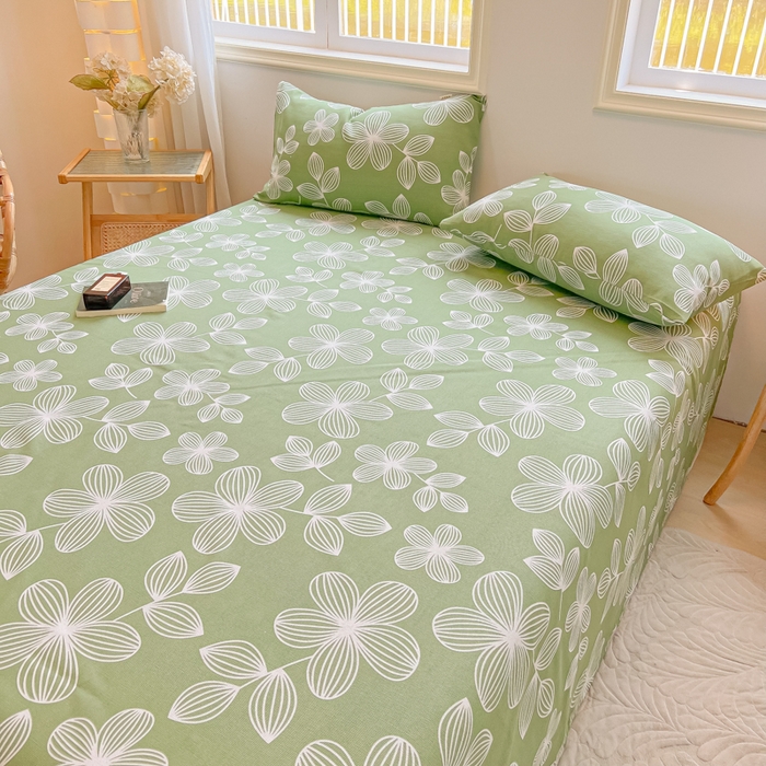 91家纺网 家纺一手货源 找家纺 爱彼家纺 2026新款升级细纱老粗布床单款凉席席子单床单床单三件套 花清舞绿