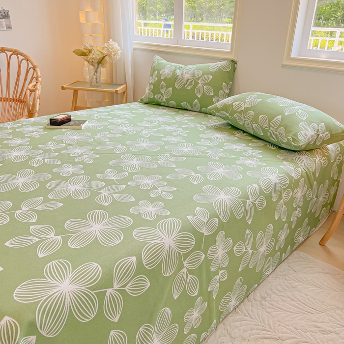 91家纺网 家纺一手货源 找家纺 爱彼家纺 2026新款升级细纱老粗布床单款凉席席子单床单床单三件套 花清舞绿