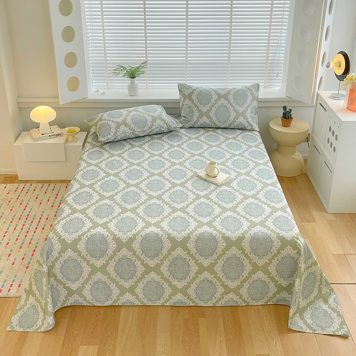 91家纺网 家纺一手货源 找家纺 爱彼家纺 2026新款升级细纱老粗布床单款凉席席子单床单床单三件套 欧式灰