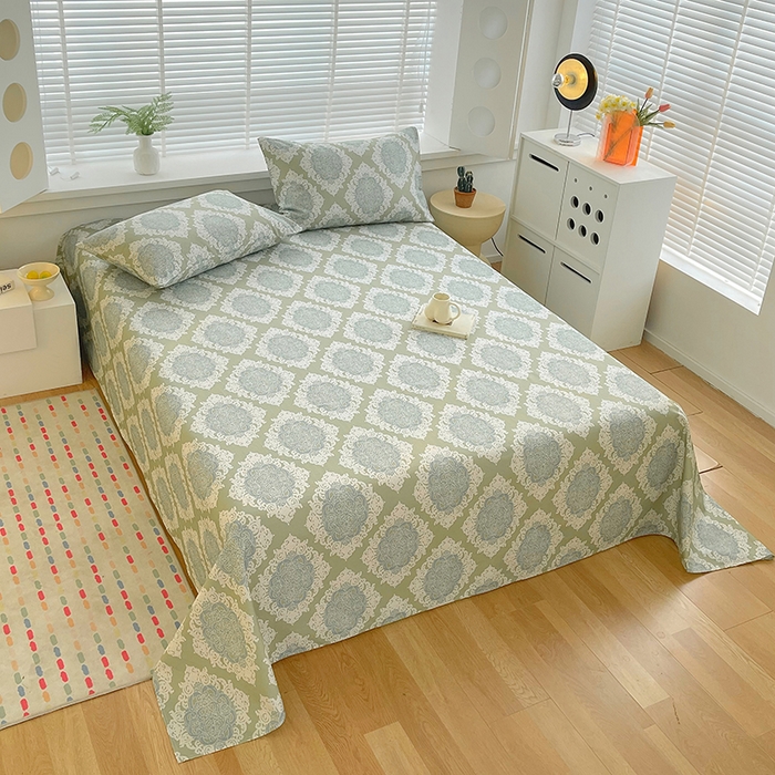 91家纺网 家纺一手货源 找家纺 爱彼家纺 2026新款升级细纱老粗布床单款凉席席子单床单床单三件套 欧式灰