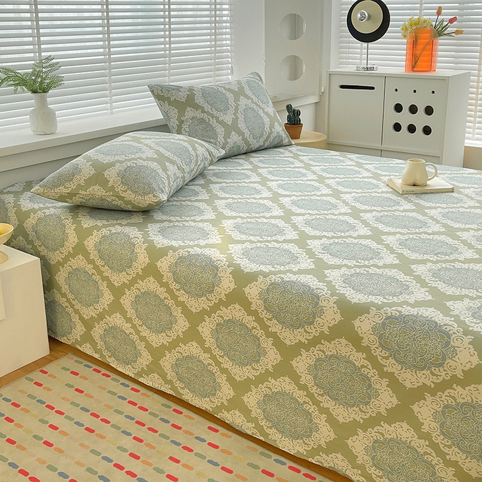 91家纺网 家纺一手货源 找家纺 爱彼家纺 2026新款升级细纱老粗布床单款凉席席子单床单床单三件套 欧式灰