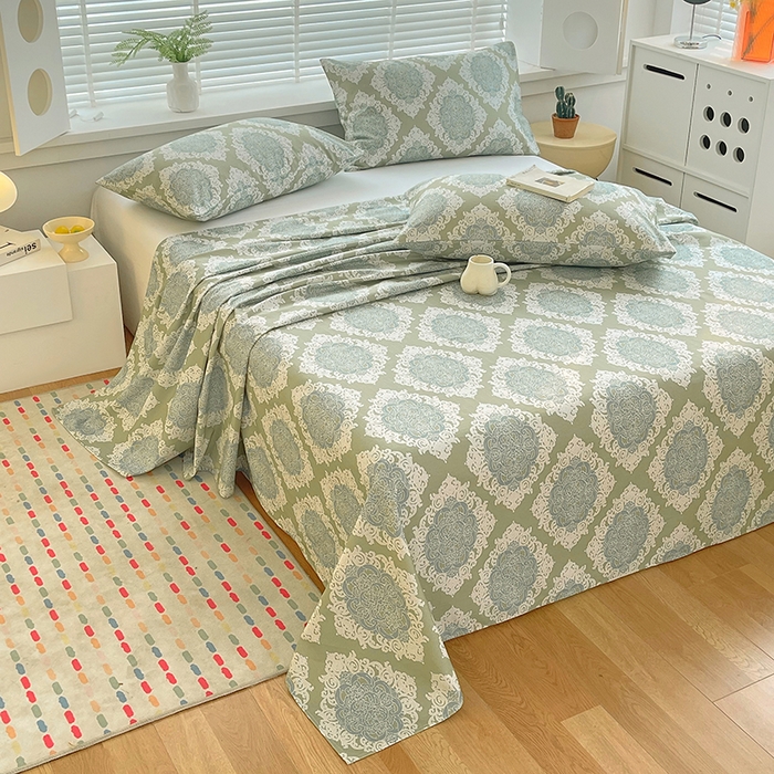 91家纺网 家纺一手货源 找家纺 爱彼家纺 2026新款升级细纱老粗布床单款凉席席子单床单床单三件套 欧式灰