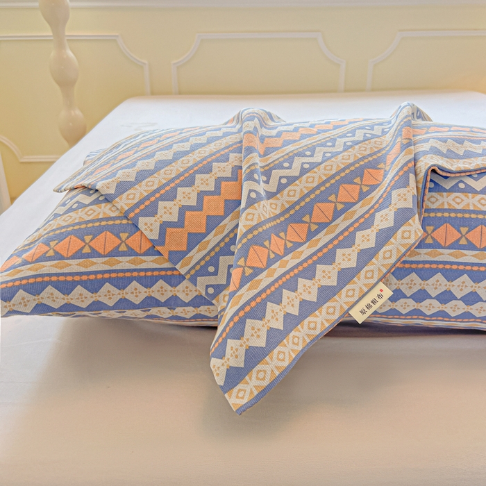 91家纺网 家纺一手货源 找家纺 爱彼家纺 2026新款升级细纱老粗布床单款凉席席子单床单床单三件套 向往蓝条