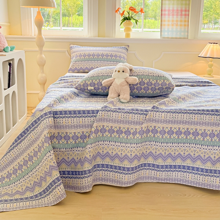 91家纺网 家纺一手货源 找家纺 爱彼家纺 2026新款升级细纱老粗布床单款凉席席子单床单床单三件套 向往米兰条