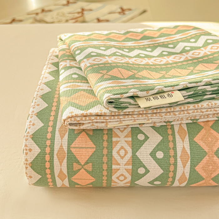 91家纺网 家纺一手货源 找家纺 爱彼家纺 2026新款升级细纱老粗布床单款凉席席子单床单床单三件套 向往条绿