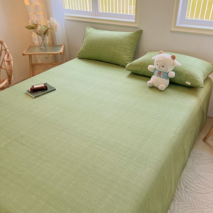 91家纺网 家纺一手货源 找家纺 爱彼家纺 2026新款升级细纱老粗布床单款凉席席子单床单床单三件套 新清嫩绿