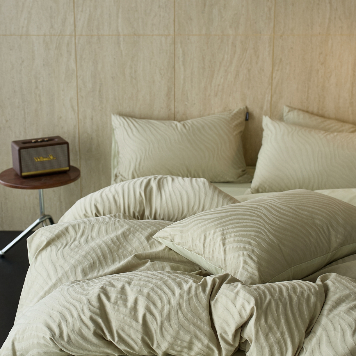 91家纺网 家纺一手货源 找家纺 小懒猪 2026新款亲肤舒适立体全棉提花四件套 杰斯-奶绿