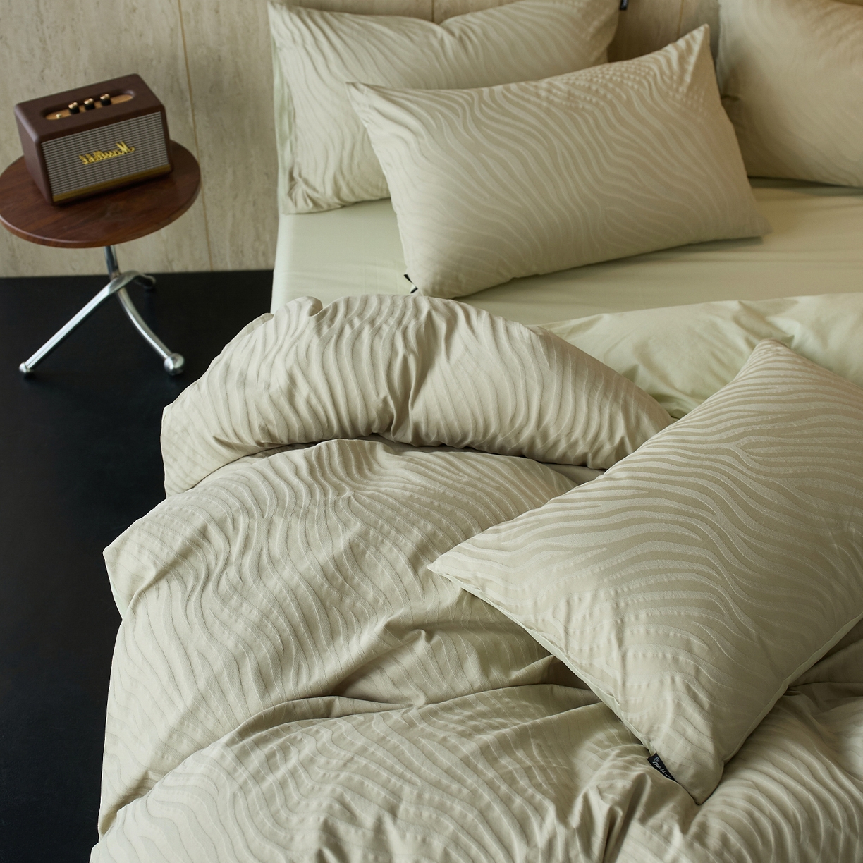 91家纺网 家纺一手货源 找家纺 小懒猪 2026新款亲肤舒适立体全棉提花四件套 杰斯-奶绿