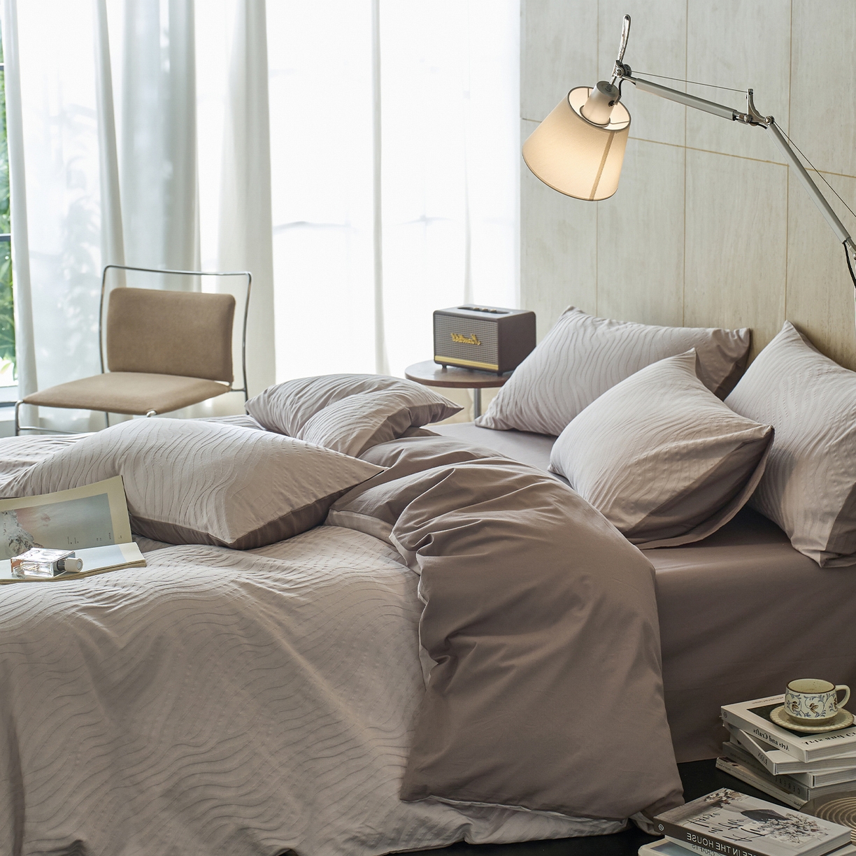 91家纺网 家纺一手货源 找家纺 小懒猪 2026新款亲肤舒适立体全棉提花四件套 杰斯-银灰