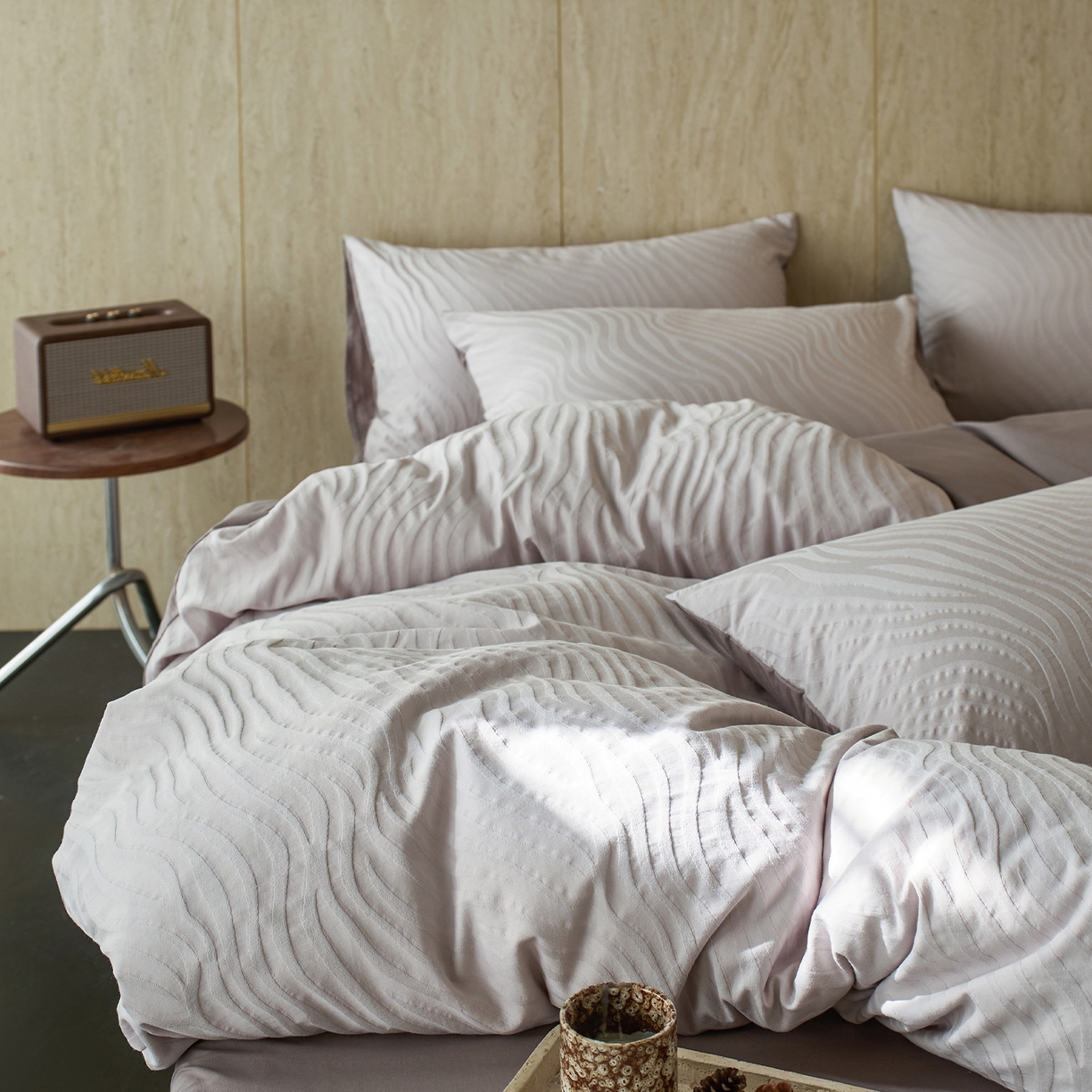 91家纺网 家纺一手货源 找家纺 小懒猪 2026新款亲肤舒适立体全棉提花四件套 杰斯-银灰