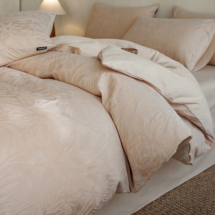 小懒猪 2026新款亲肤舒适立体全棉提花四件套 秘境-米杏