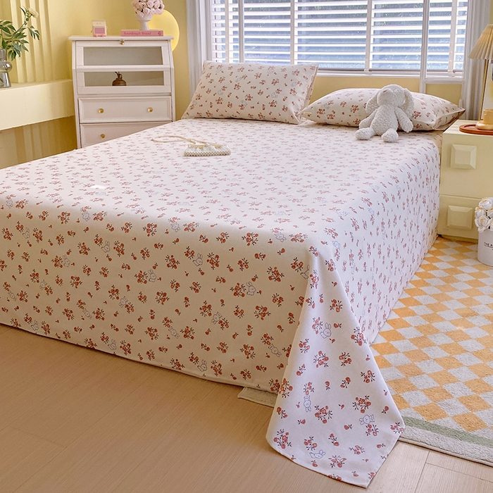 91家纺网 家纺一手货源 找家纺 爱彼家纺 2026新款古艺印花小碎花老粗布床单-粗纱系列二 春日撩人