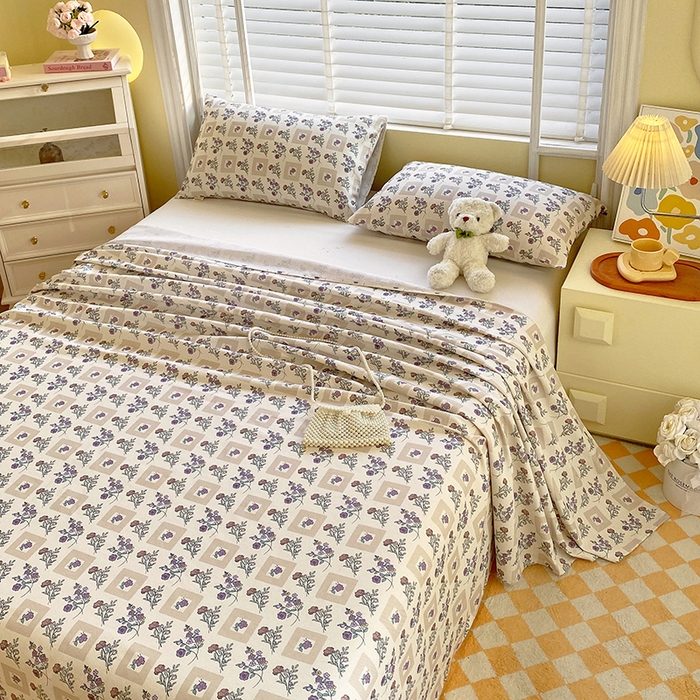 91家纺网 家纺一手货源 找家纺 爱彼家纺 2026新款古艺印花小碎花老粗布床单-粗纱系列二 半蕾