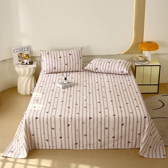 91家纺网 家纺一手货源 找家纺 爱彼家纺 2026新款古艺印花小碎花老粗布床单-粗纱系列二 法式条纹