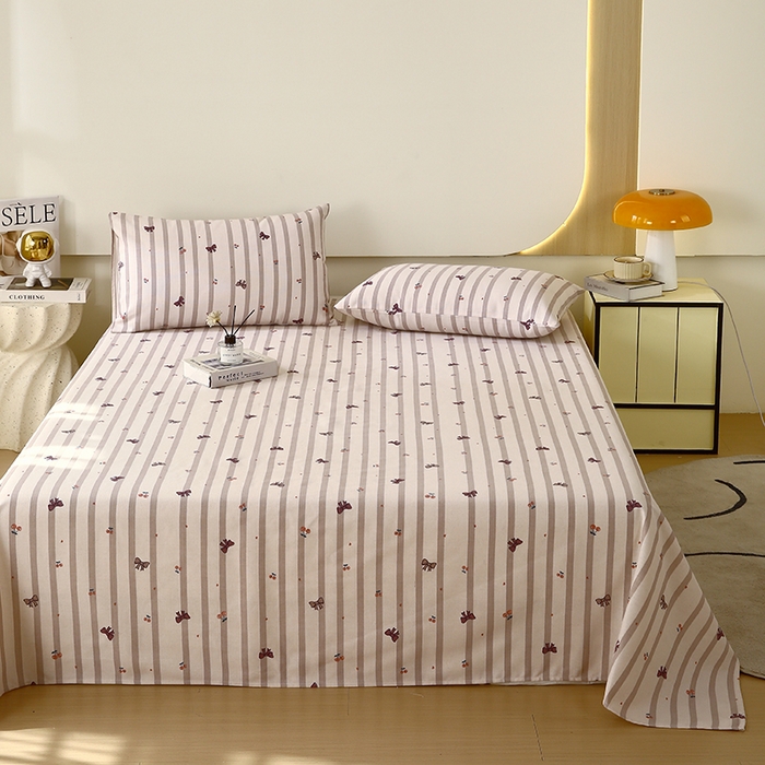 91家纺网 家纺一手货源 找家纺 爱彼家纺 2026新款古艺印花小碎花老粗布床单-粗纱系列二 法式条纹