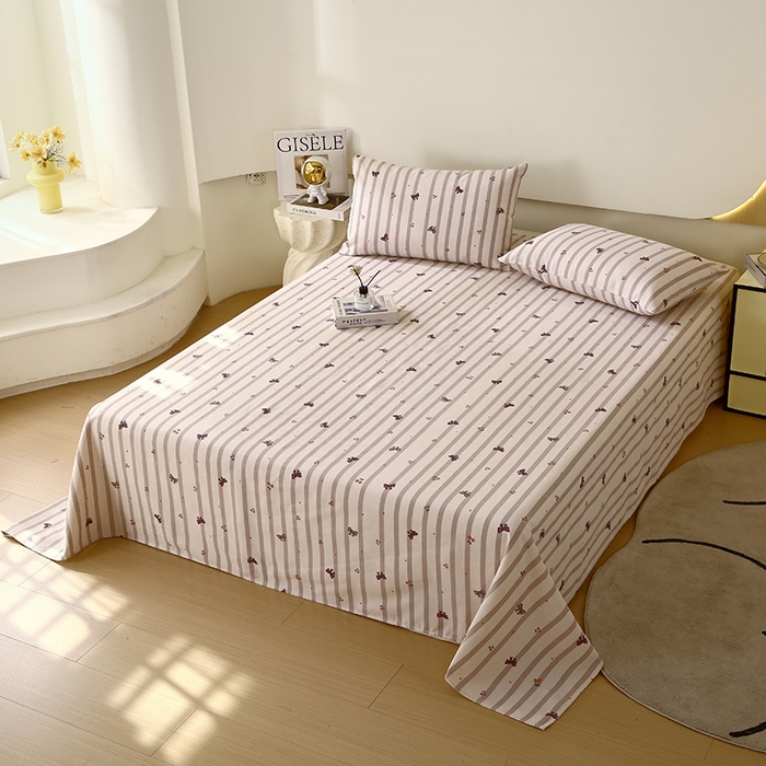 91家纺网 家纺一手货源 找家纺 爱彼家纺 2026新款古艺印花小碎花老粗布床单-粗纱系列二 法式条纹