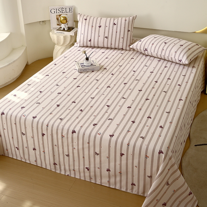 91家纺网 家纺一手货源 找家纺 爱彼家纺 2026新款古艺印花小碎花老粗布床单-粗纱系列二 法式条纹