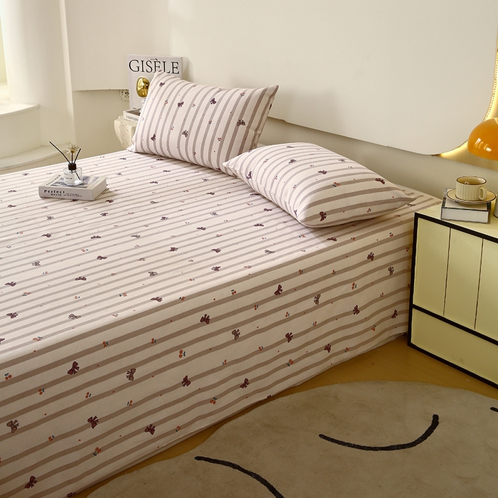 91家纺网 家纺一手货源 找家纺 爱彼家纺 2026新款古艺印花小碎花老粗布床单-粗纱系列二 法式条纹