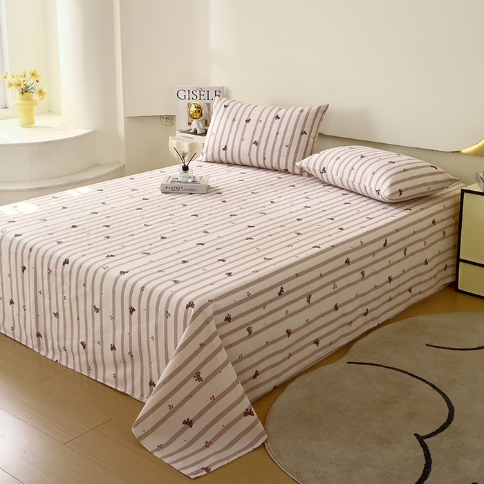 91家纺网 家纺一手货源 找家纺 爱彼家纺 2026新款古艺印花小碎花老粗布床单-粗纱系列二 法式条纹