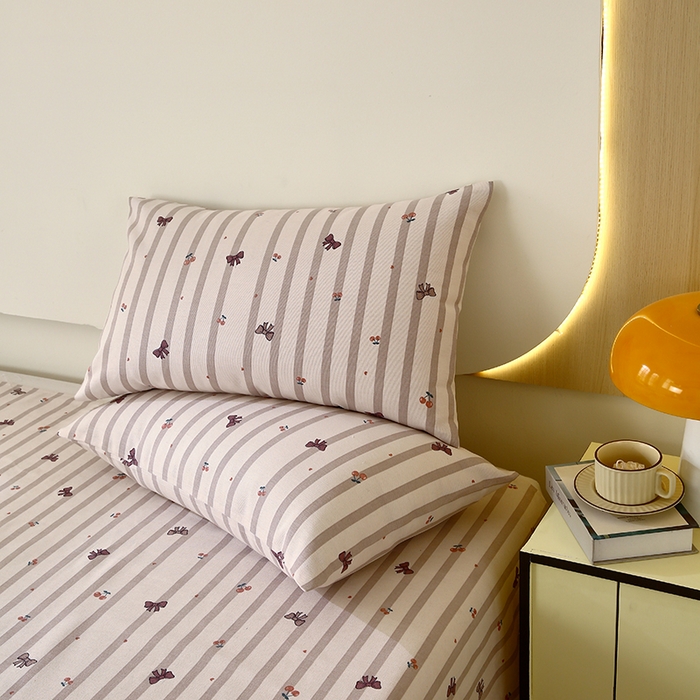 91家纺网 家纺一手货源 找家纺 爱彼家纺 2026新款古艺印花小碎花老粗布床单-粗纱系列二 法式条纹