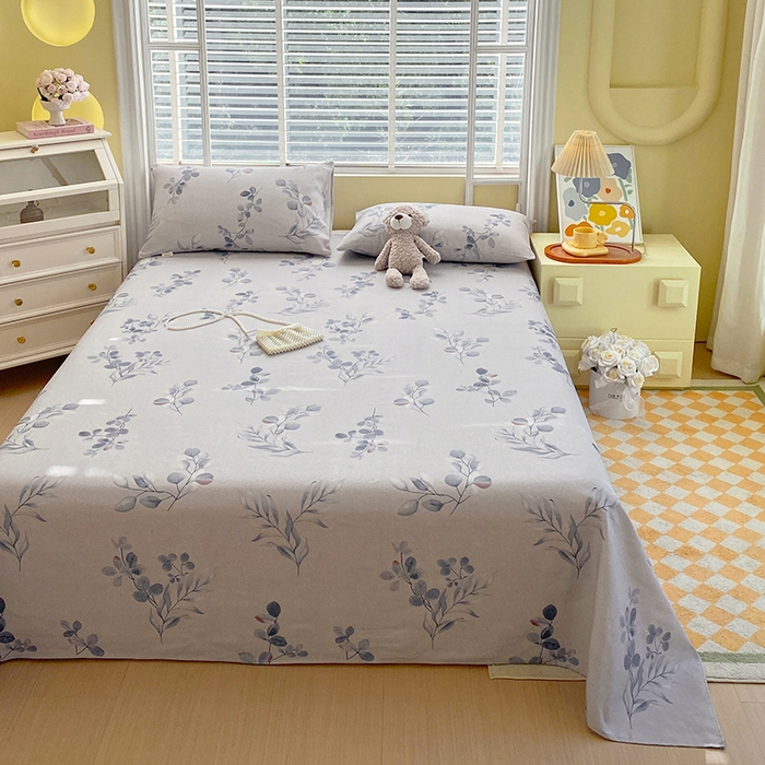 91家纺网 家纺一手货源 找家纺 爱彼家纺 2026新款古艺印花小碎花老粗布床单-粗纱系列二 空幽兰