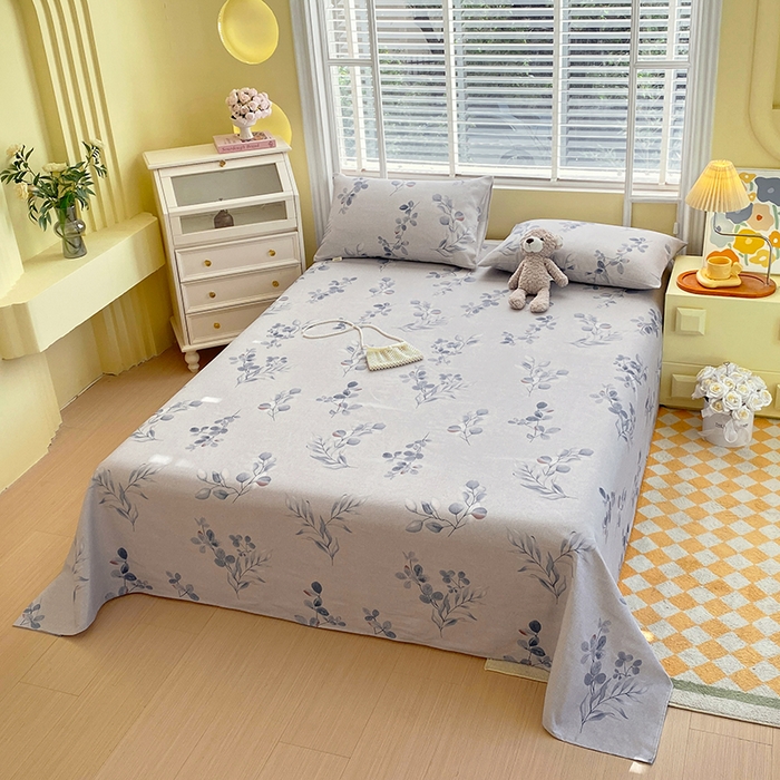 91家纺网 家纺一手货源 找家纺 爱彼家纺 2026新款古艺印花小碎花老粗布床单-粗纱系列二 空幽兰