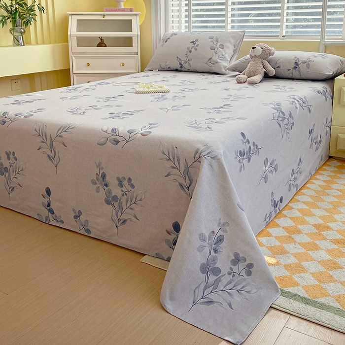 91家纺网 家纺一手货源 找家纺 爱彼家纺 2026新款古艺印花小碎花老粗布床单-粗纱系列二 空幽兰