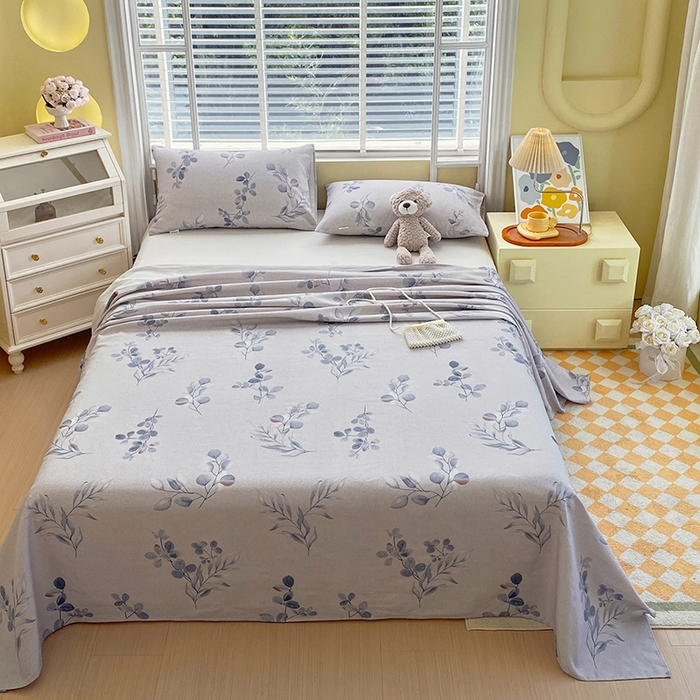 91家纺网 家纺一手货源 找家纺 爱彼家纺 2026新款古艺印花小碎花老粗布床单-粗纱系列二 空幽兰