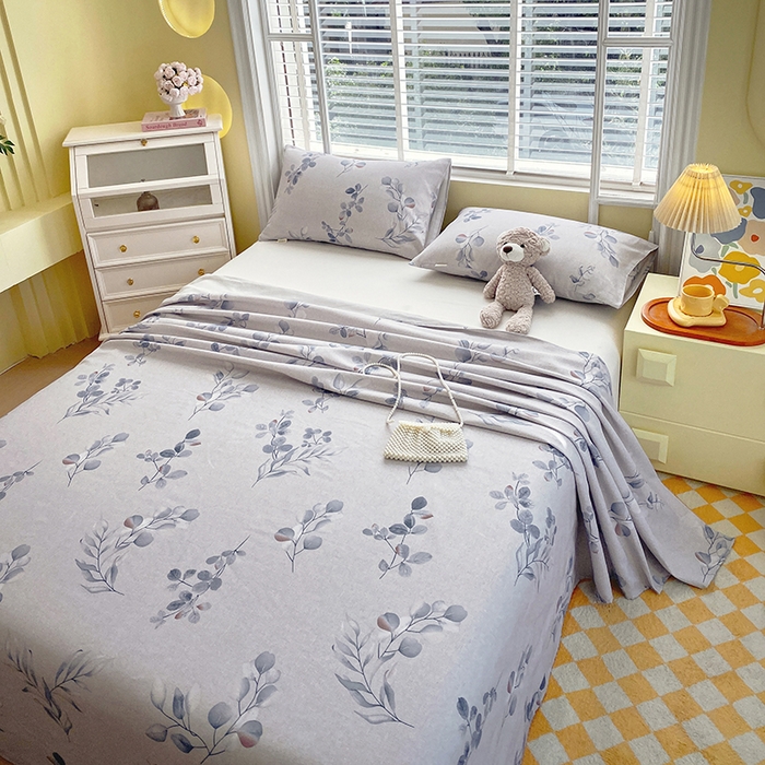 91家纺网 家纺一手货源 找家纺 爱彼家纺 2026新款古艺印花小碎花老粗布床单-粗纱系列二 空幽兰