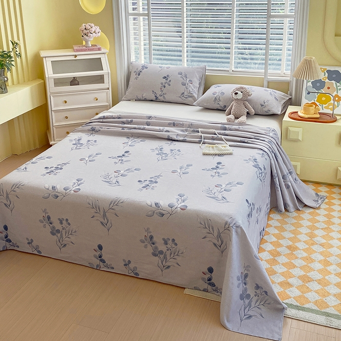 91家纺网 家纺一手货源 找家纺 爱彼家纺 2026新款古艺印花小碎花老粗布床单-粗纱系列二 空幽兰