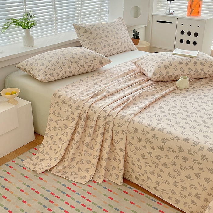 91家纺网 家纺一手货源 找家纺 爱彼家纺 2026新款古艺印花小碎花老粗布床单-粗纱系列二 深遂