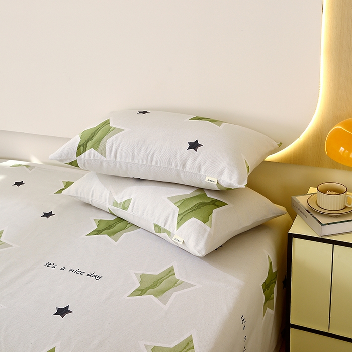 91家纺网 家纺一手货源 找家纺 爱彼家纺 2026新款古艺印花小碎花老粗布床单-粗纱系列二 星绿