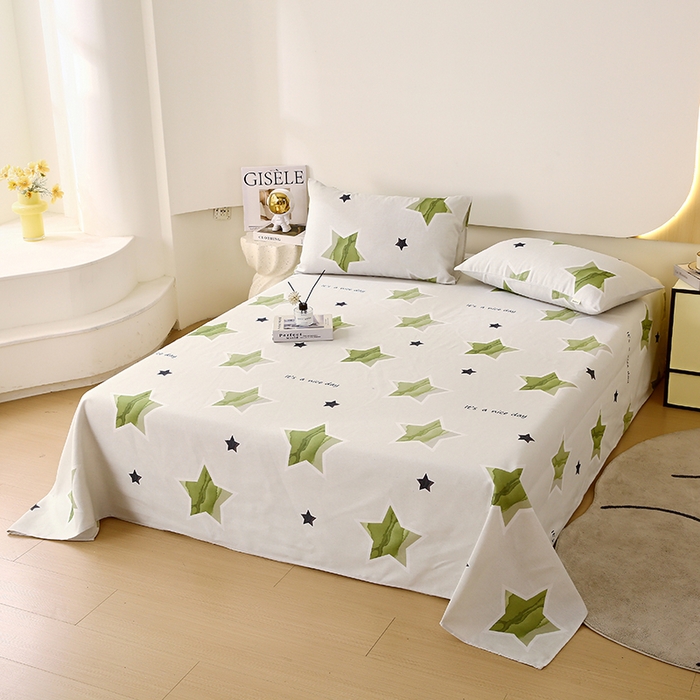 91家纺网 家纺一手货源 找家纺 爱彼家纺 2026新款古艺印花小碎花老粗布床单-粗纱系列二 星绿