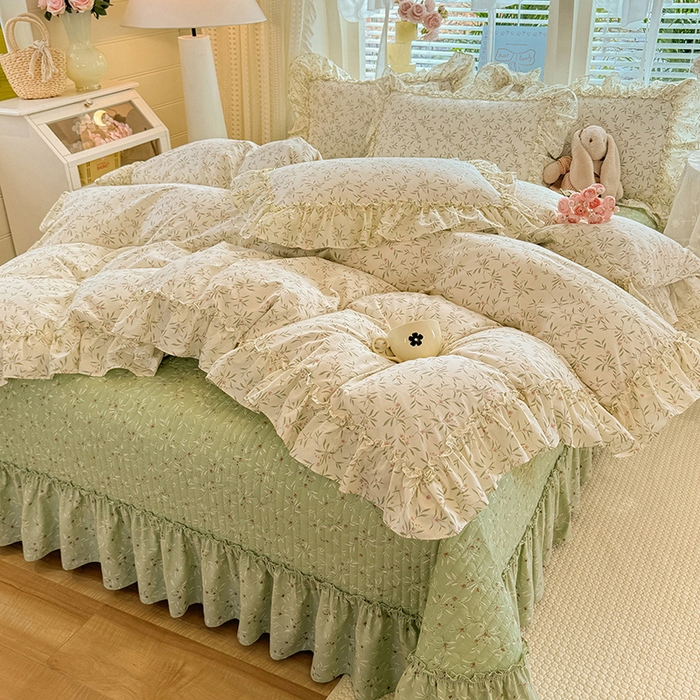 91家纺网 家纺一手货源 找家纺 （总）韩约家纺 2026新款法式大花边古法棉感床盖四件套