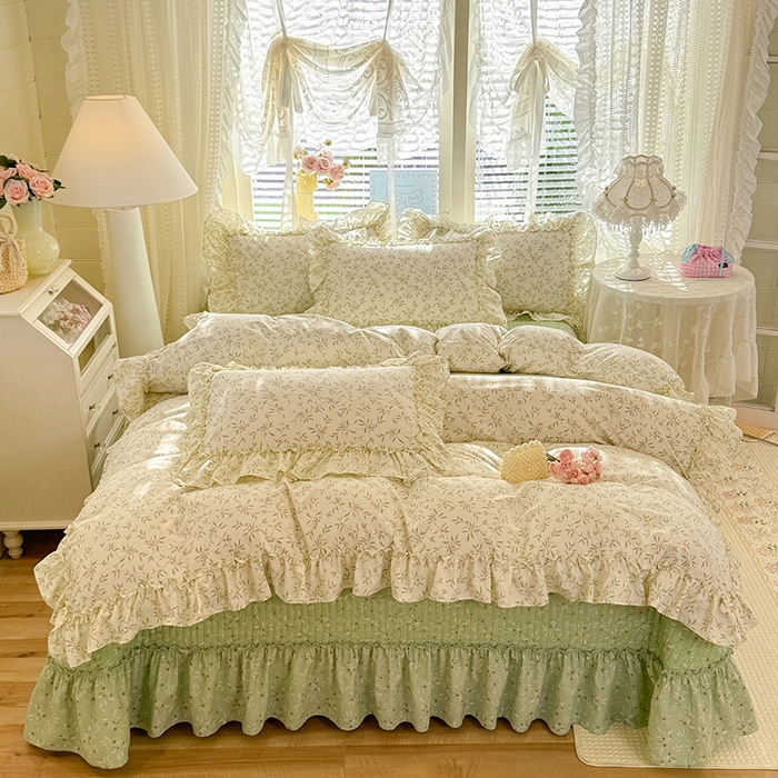 91家纺网 家纺一手货源 找家纺 （总）韩约家纺 2026新款法式大花边古法棉感床盖四件套