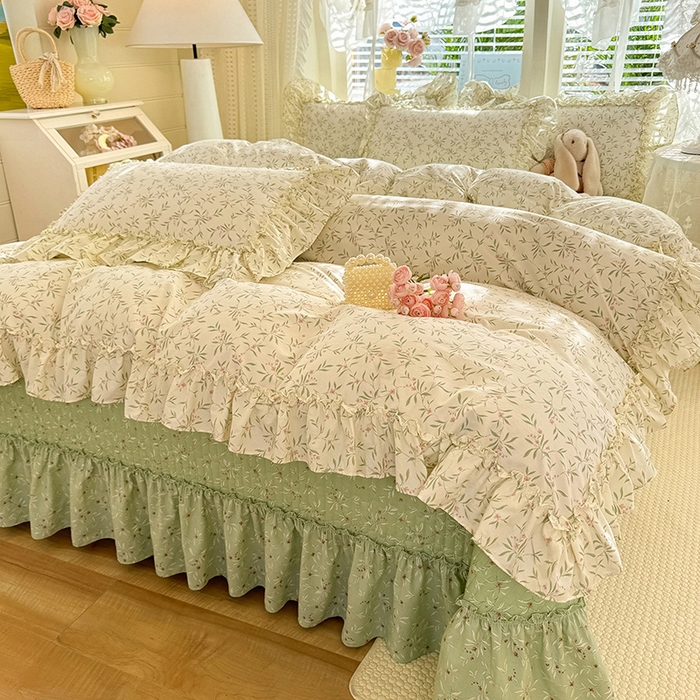 91家纺网 家纺一手货源 找家纺 （总）韩约家纺 2026新款法式大花边古法棉感床盖四件套